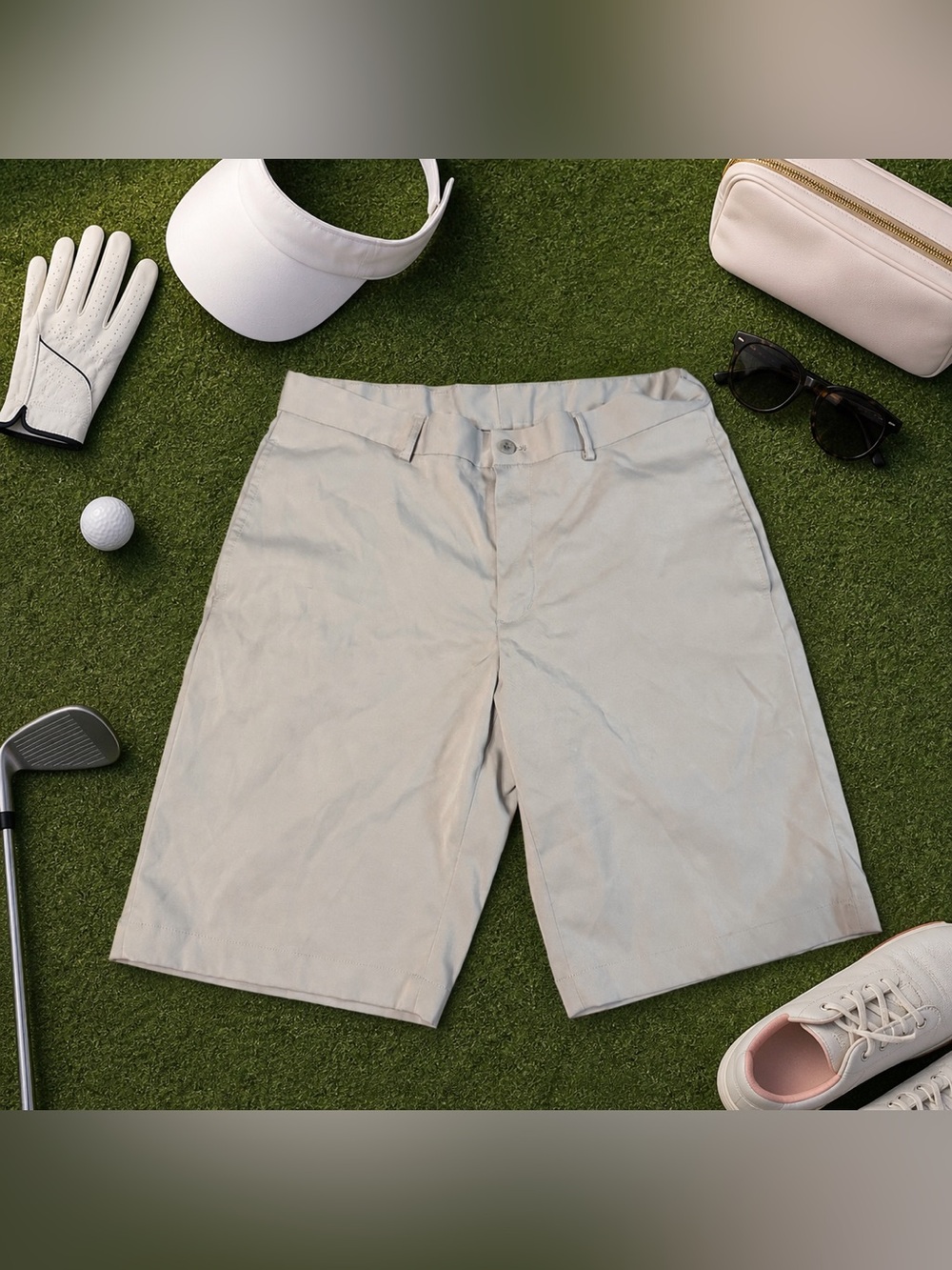 Slazenger Golf Shorts Men’s 32 Light Gray Performance Stretch Flat Front